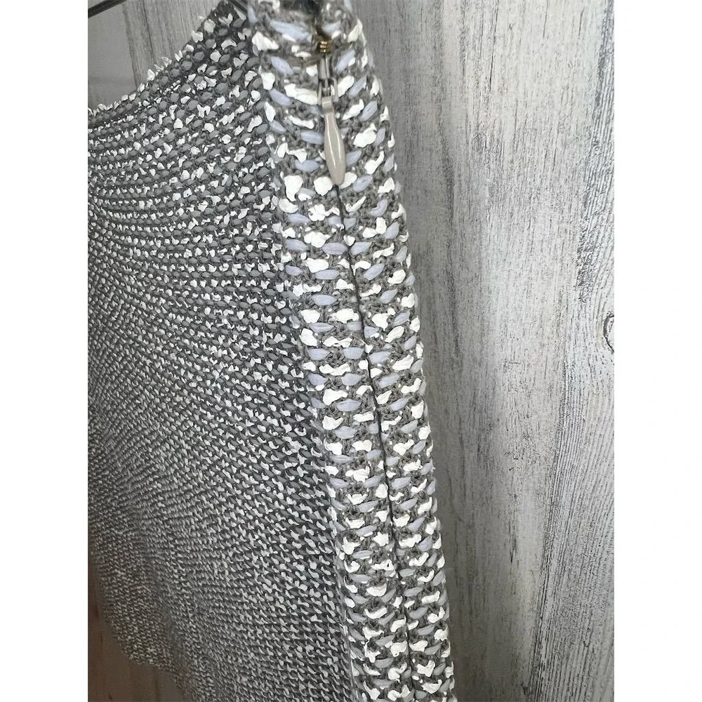 St. John Collection Gray White Textured Knit Pencil‎ Skirt Size 12 Wool Blend